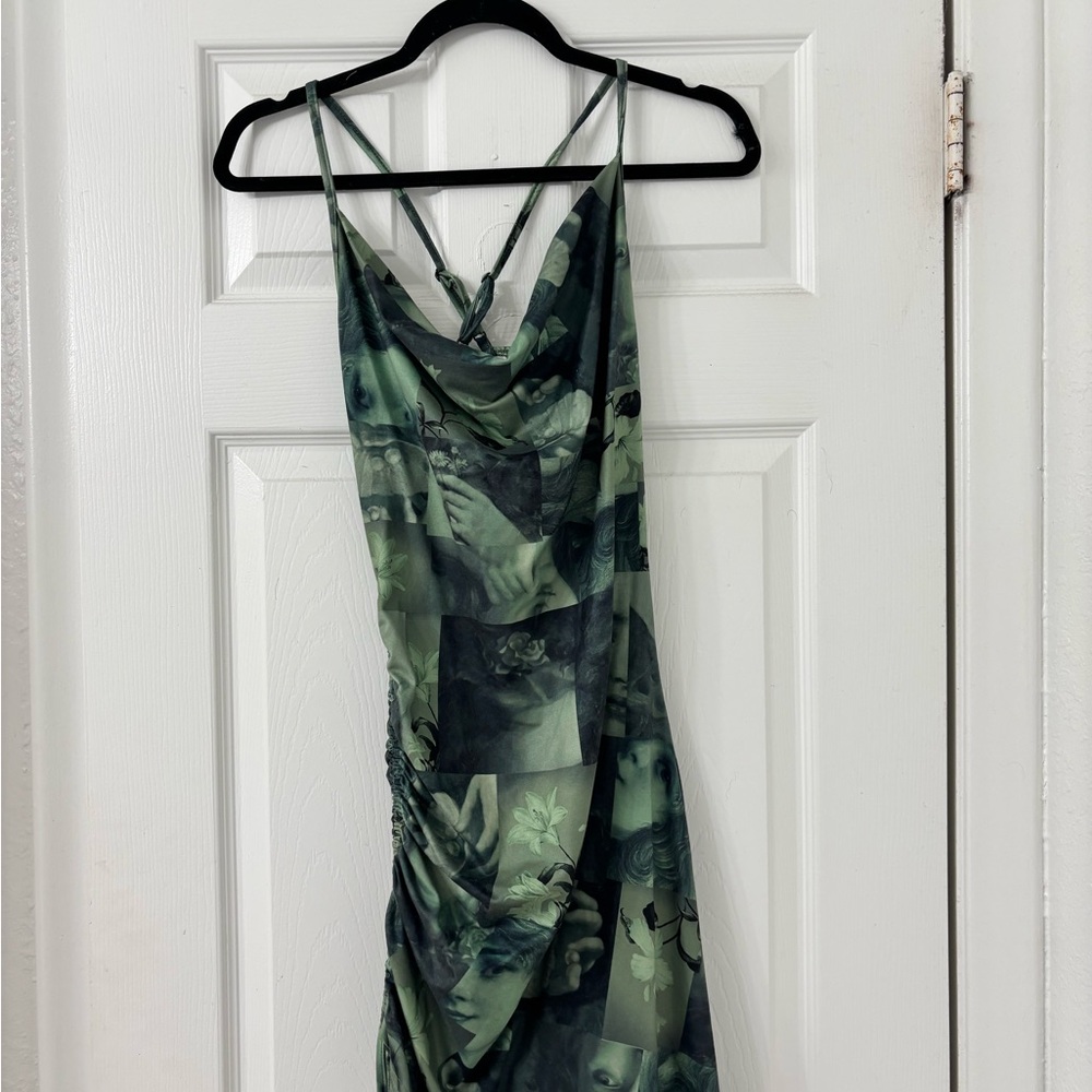 Green Graphic Print Dress